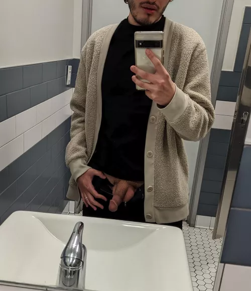 In the public restroom. I wish someone walked in 😈