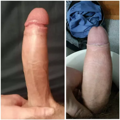 Me(left) vs. u/BarelyLegalCock1234 compared 😁 He got a big fat cock, but bit shorter than mine