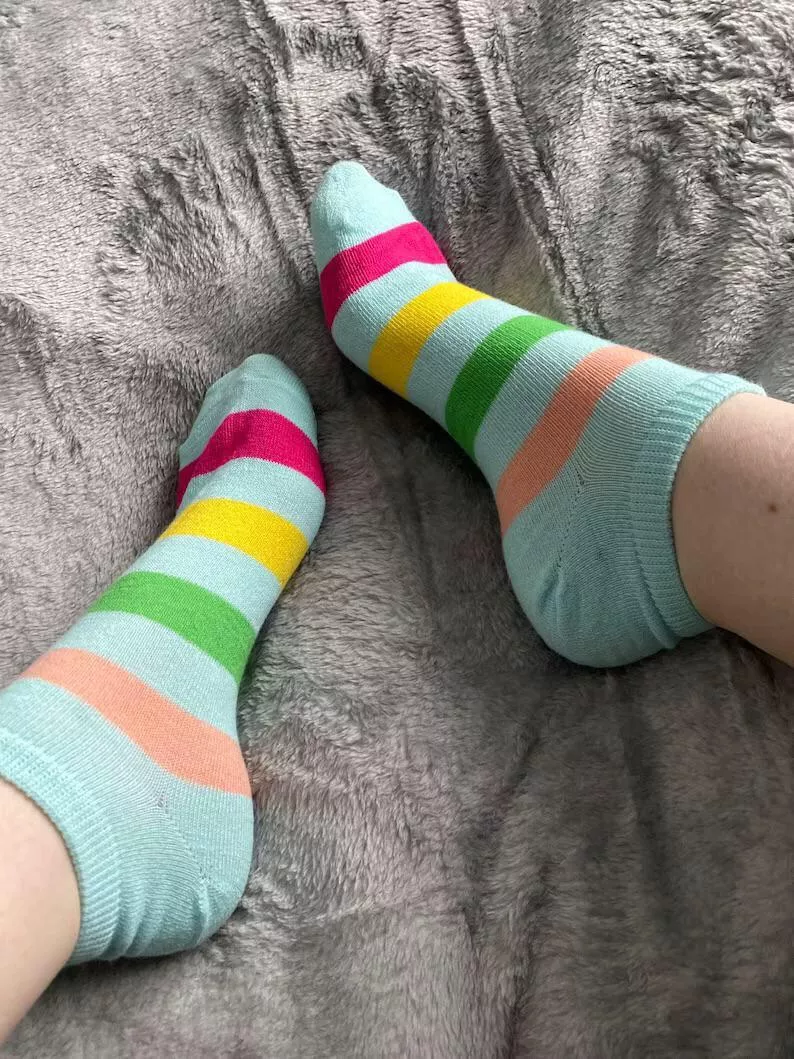 Rainbow stripes for sale 🌈 Let me know what you think! $15 with shipping included and 1 day wear