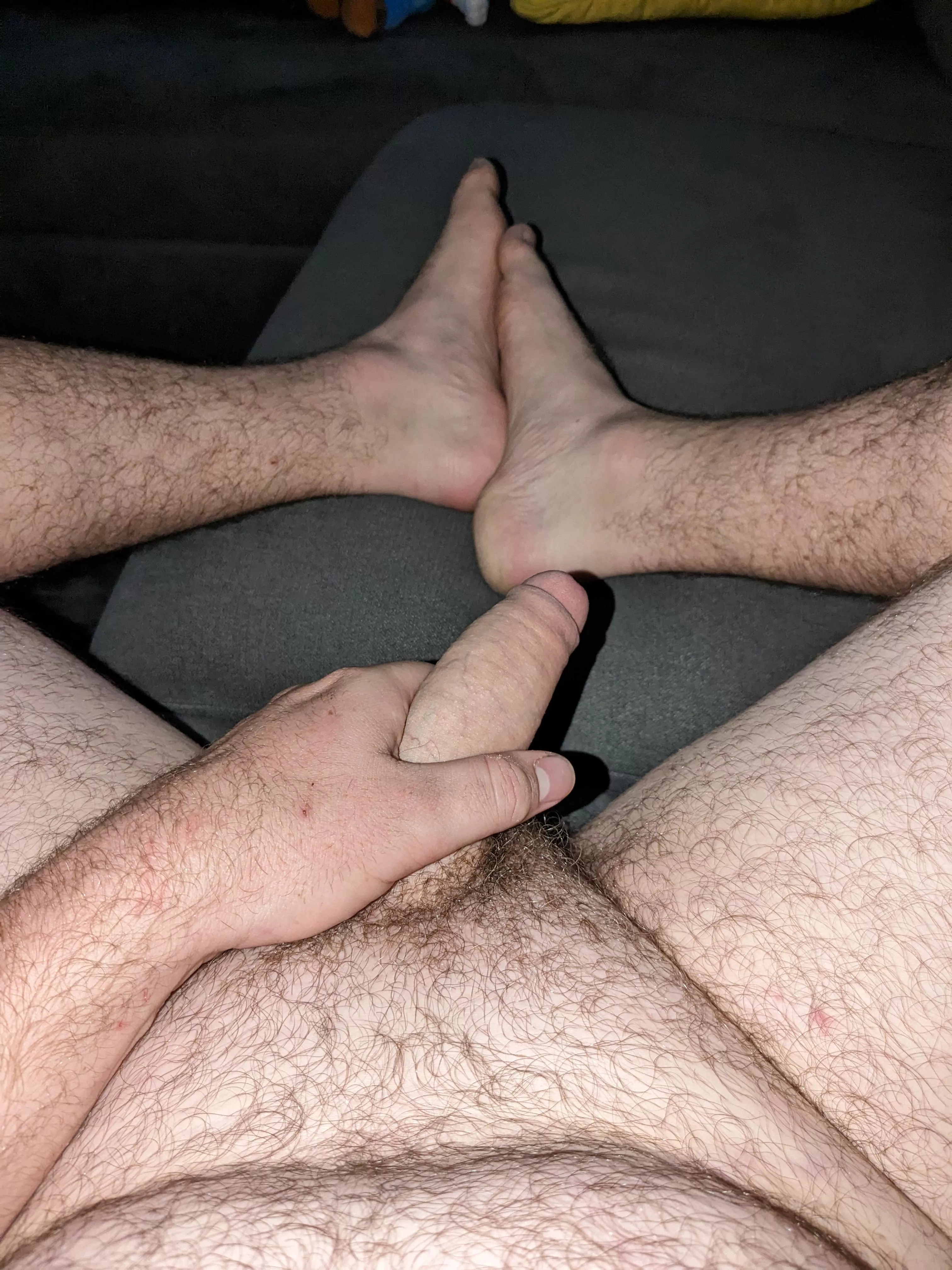 Relaxing naked on the couch