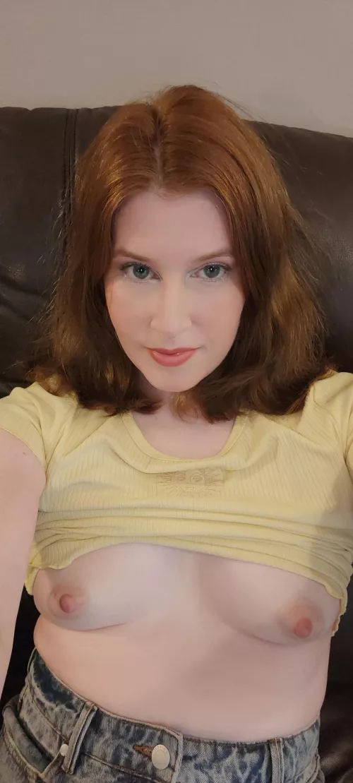 Relaxing with my cute tits out.