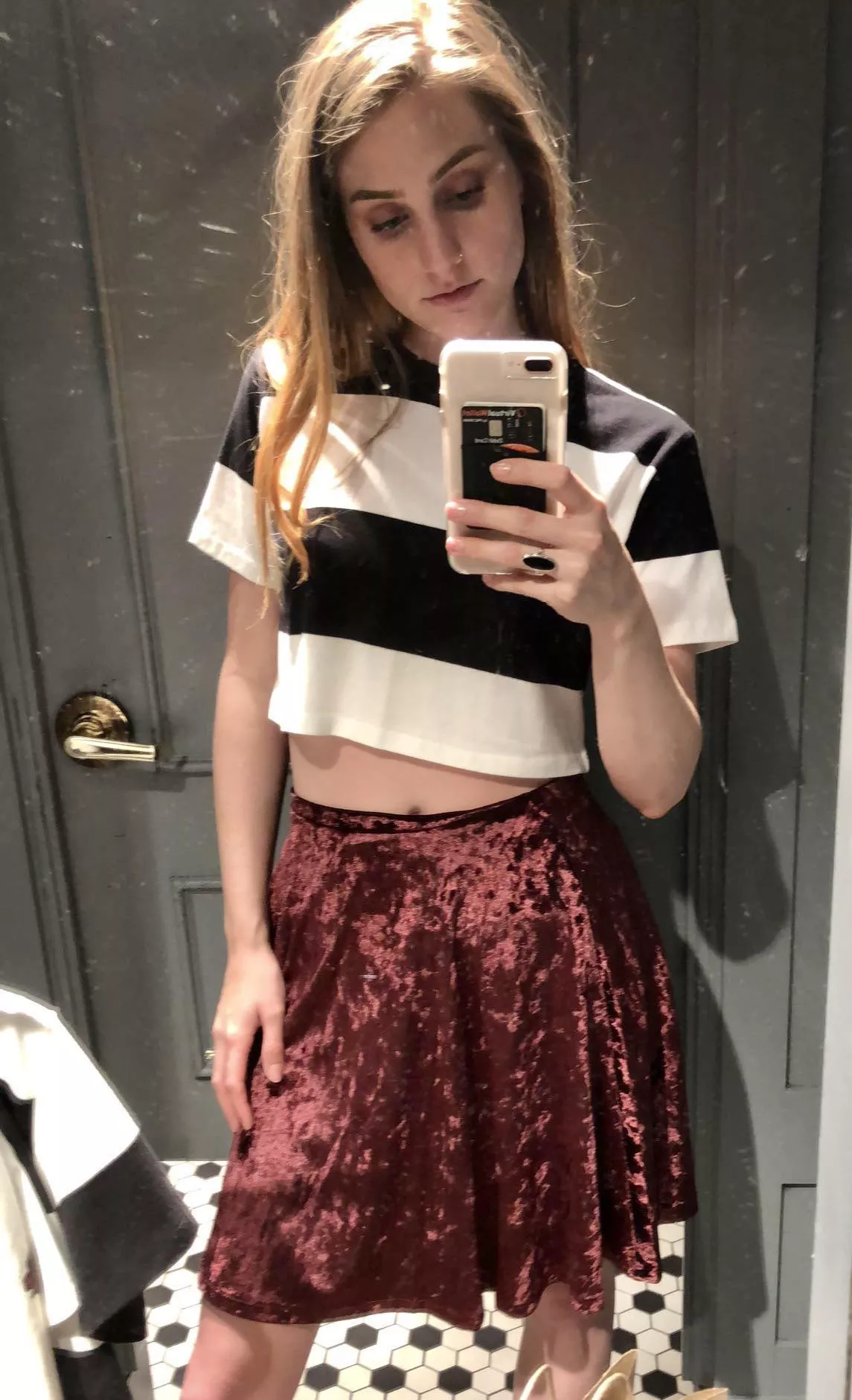 Turned my dress into a skirt so I could try on this crop top