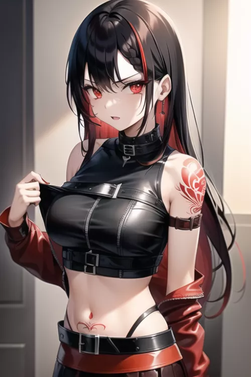 Black & Red Leather Outfit