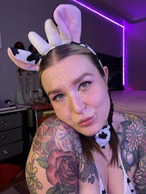 Dressed up like a cow and milked him