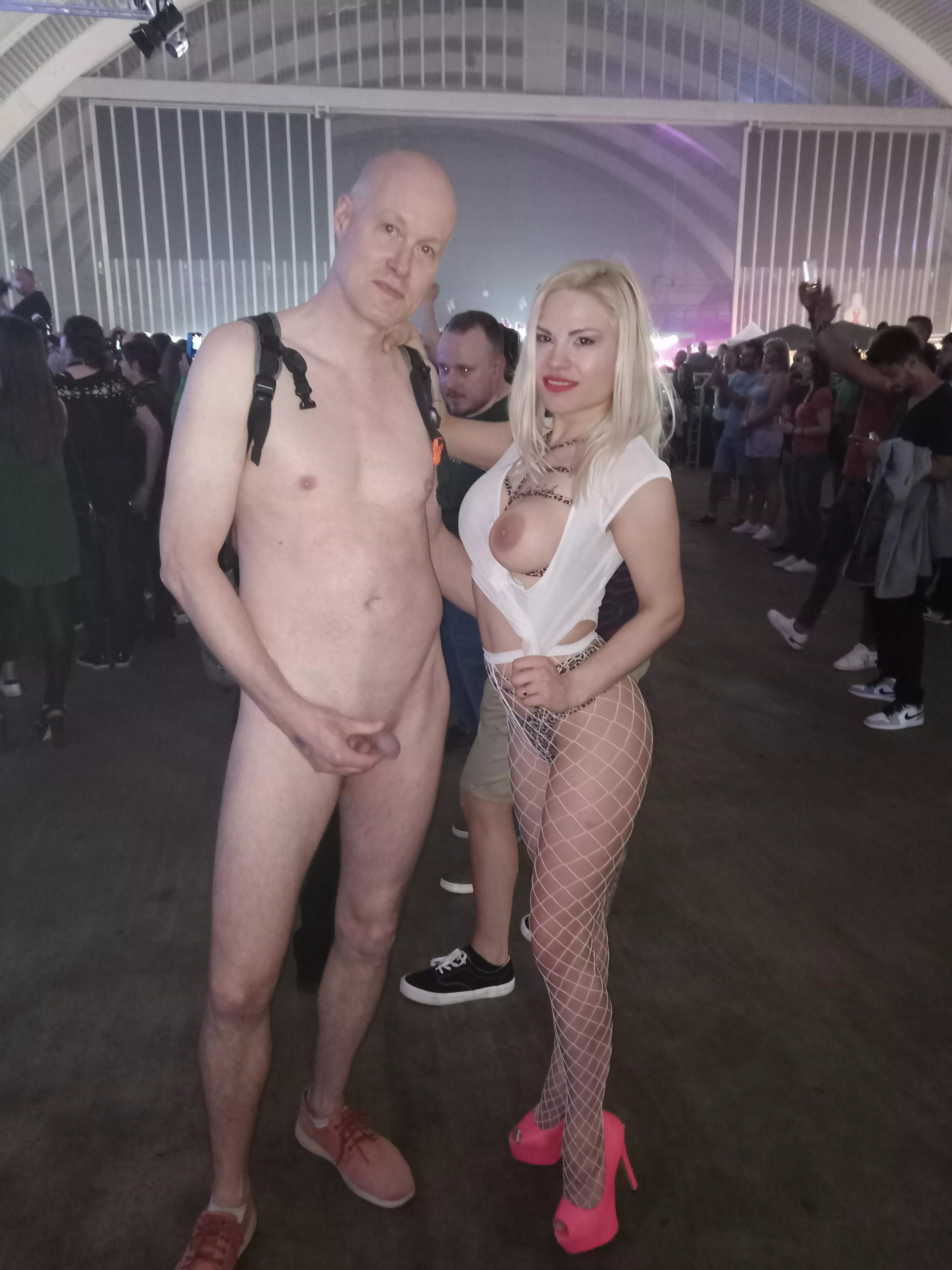 (m)yself nude in public with her (f)topless