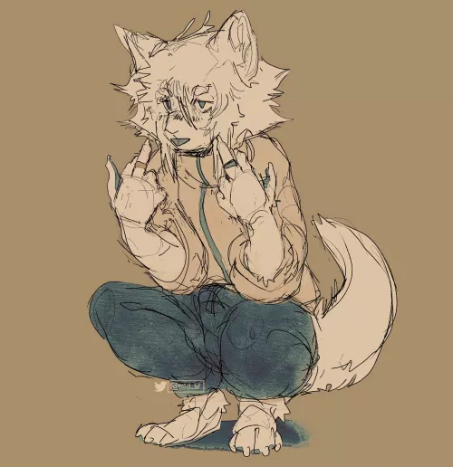 personal artstyle test! quirked up white boy(dog)