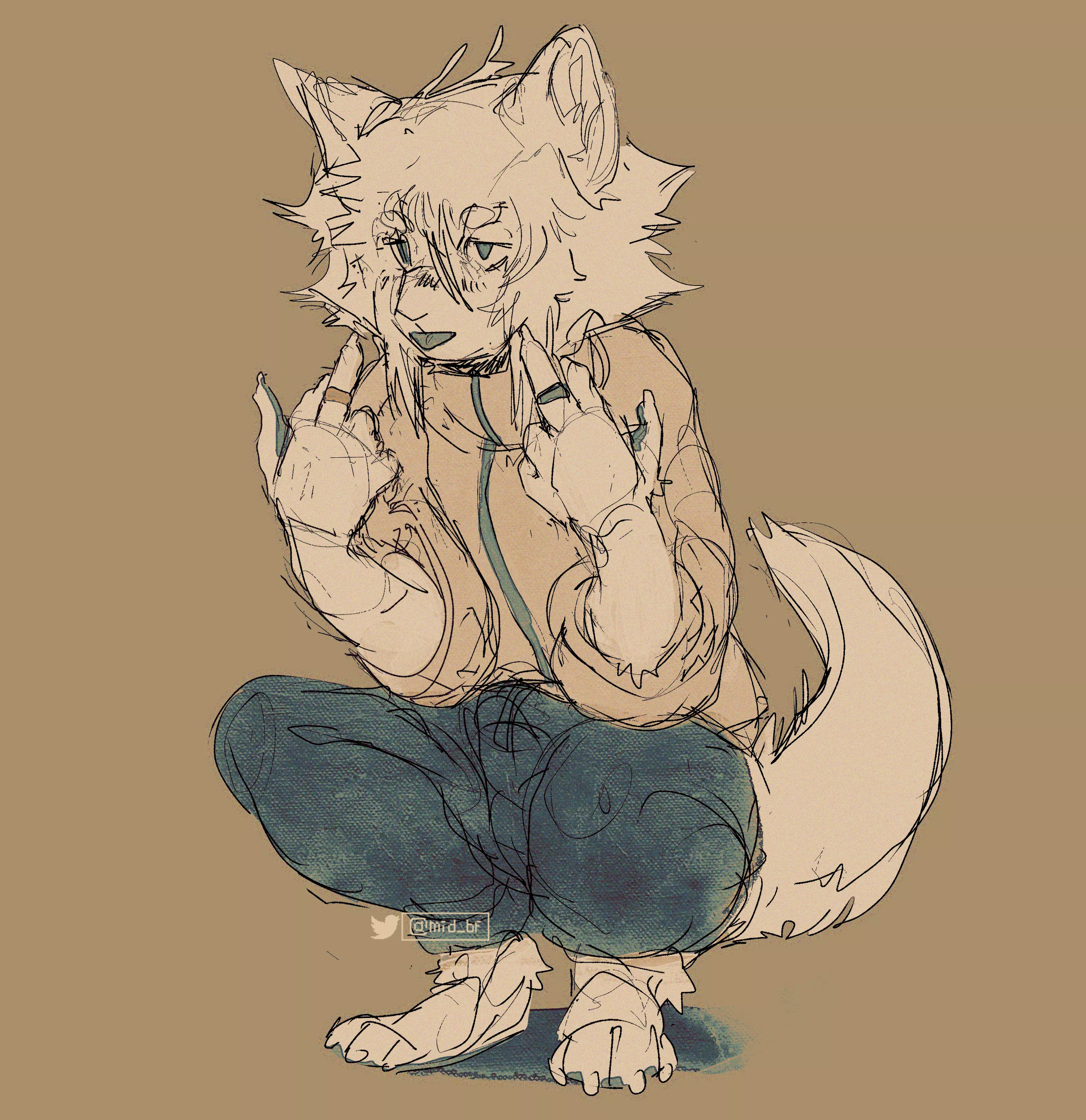 personal artstyle test! quirked up white boy(dog)