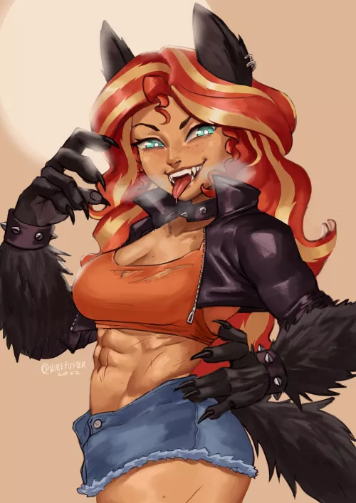Sunset Shimmer WereWolf by @NireFuster