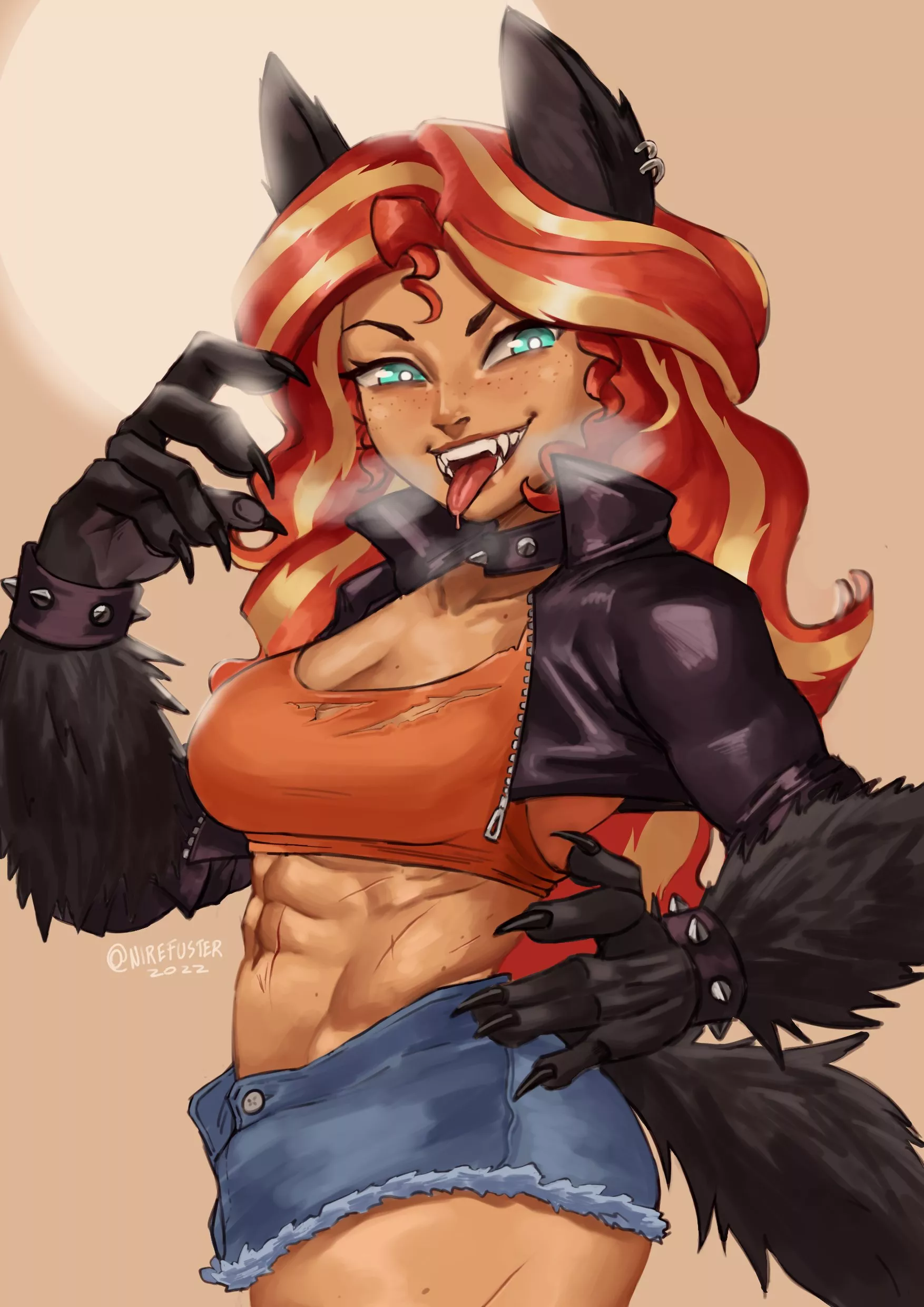 Sunset Shimmer WereWolf by @NireFuster