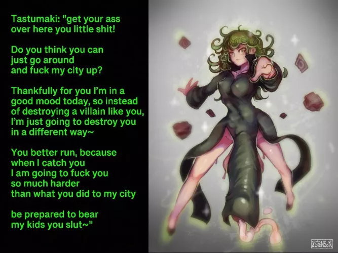 Tatsumaki catches you (art by pwcsponson)