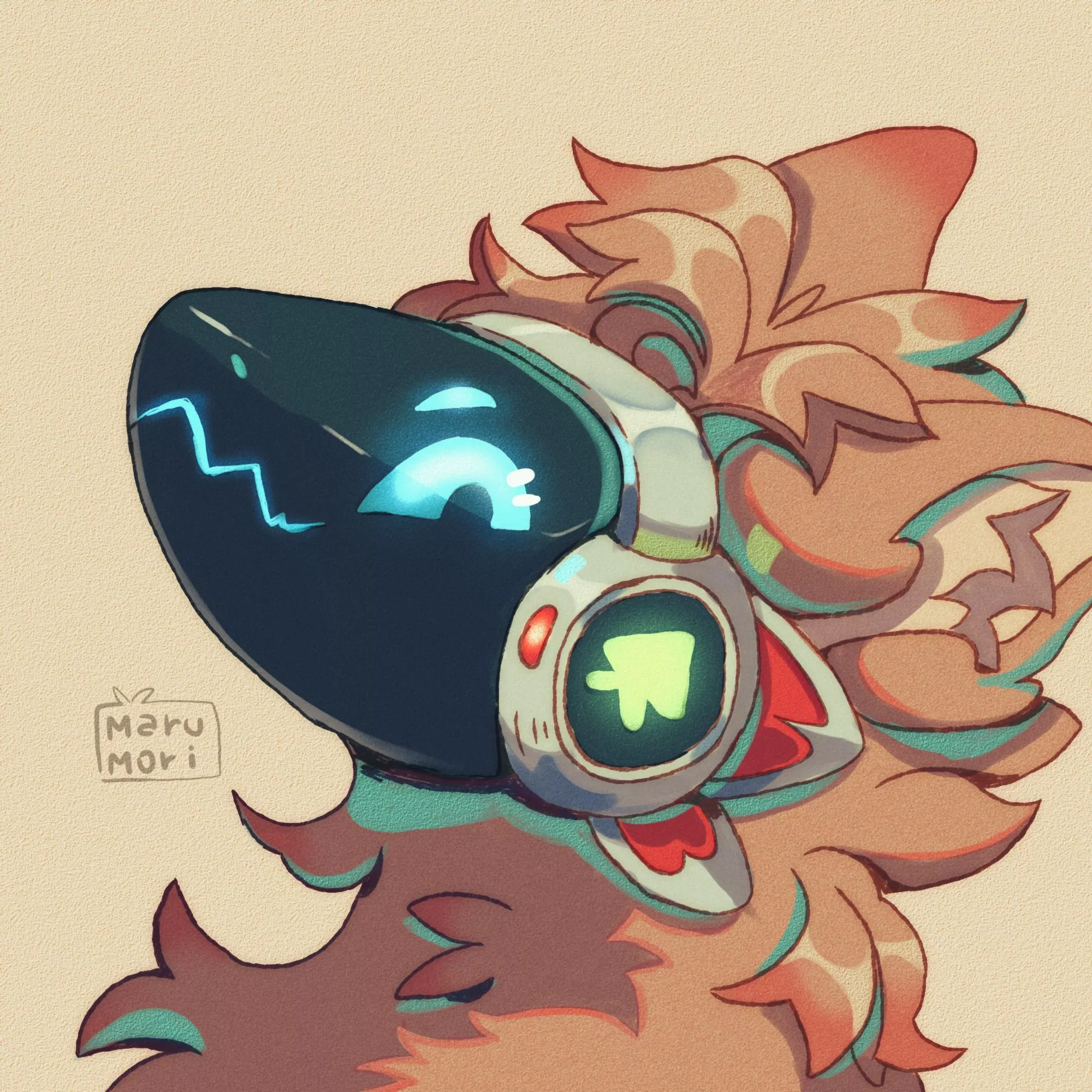 a fluffy toaster (art by me @marumoriart)