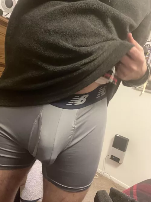 After work bulge in grey boxer briefs
