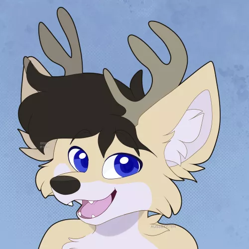 Beeg ol' smile! 🦌🐺 | [Art by me @aussie_kitten on Twitter | Com for PrintMoreGats]