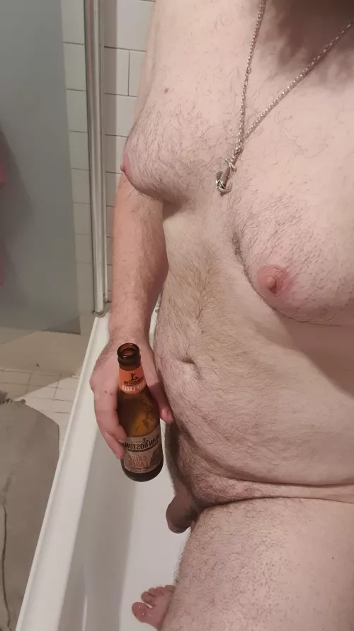 Beers go down easy in the shower