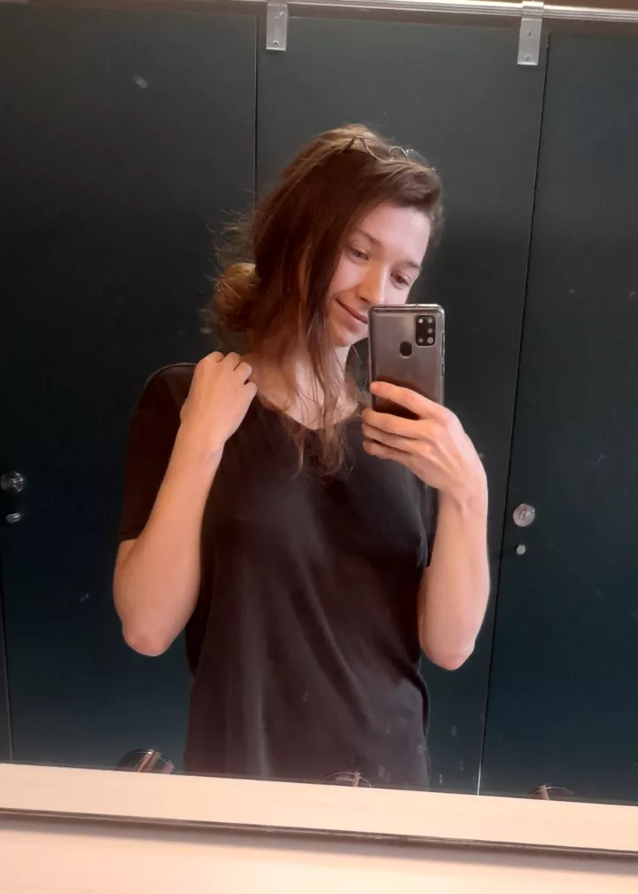 big and loose shirt... but they still like to poke out 😅