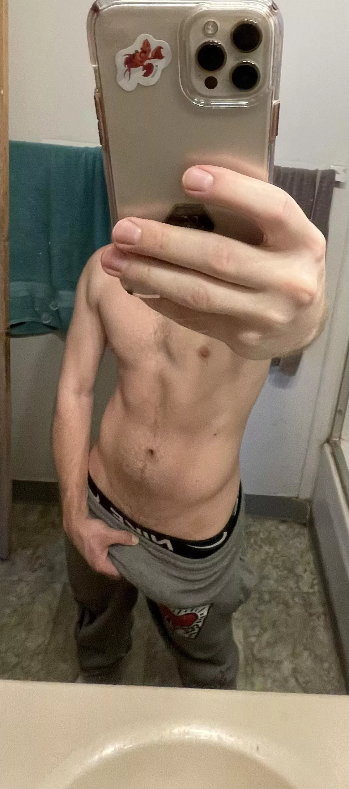 Big bulge in my grey sweats