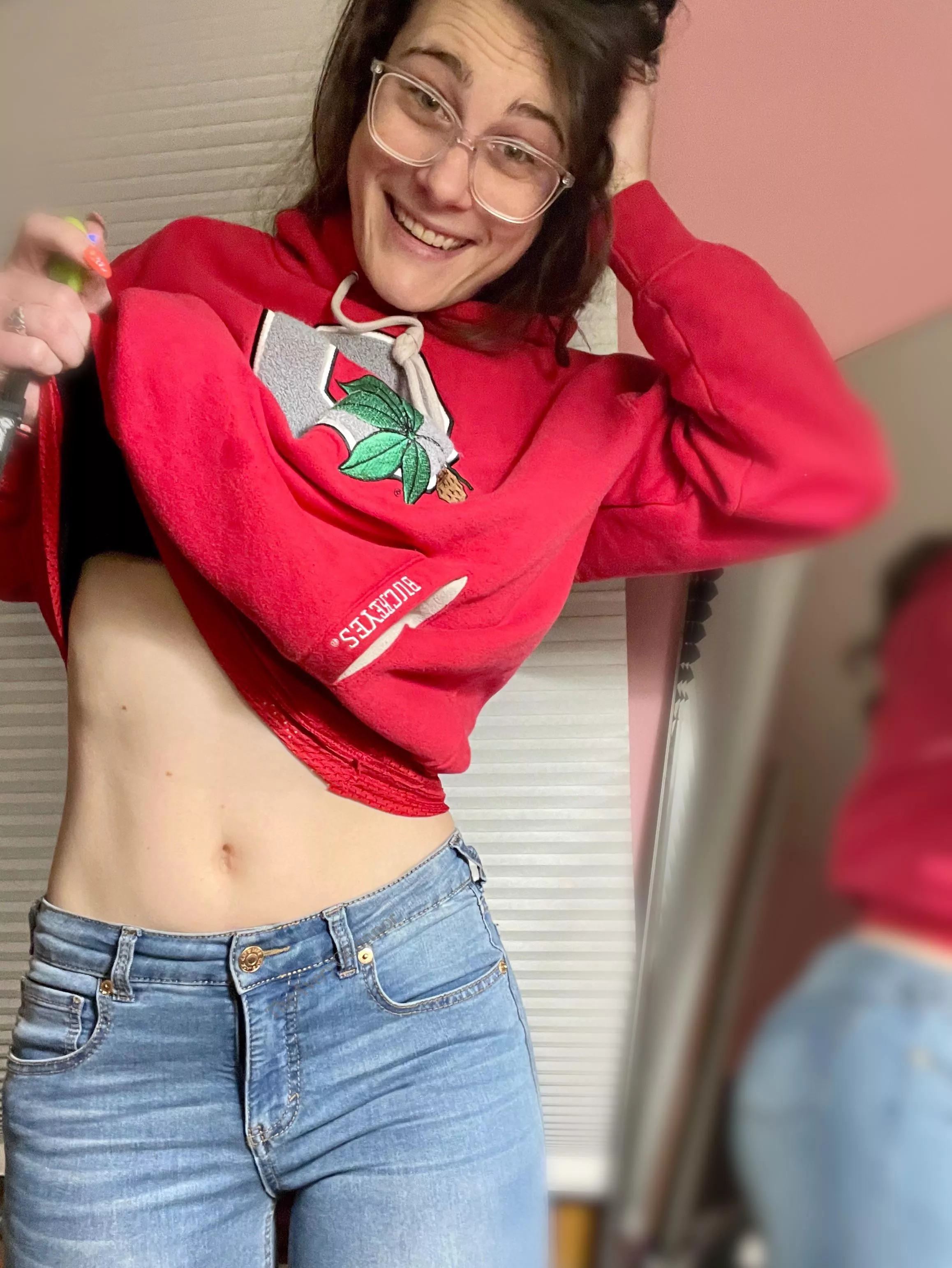 Fun fact: these jeans have a cat face around the knees