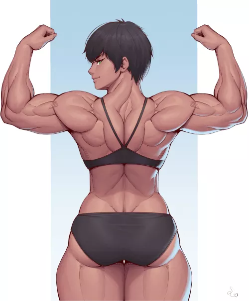 Girl flexing back muscles [Artist: SpeedL00ver]
