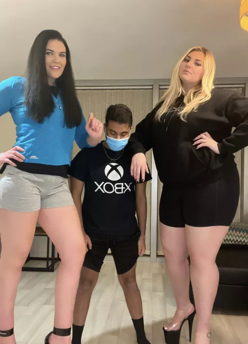 He’s shocked by the lengths of our legs!