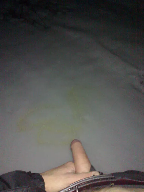 initials in the snow (about as legible as my cursive gets, at that)