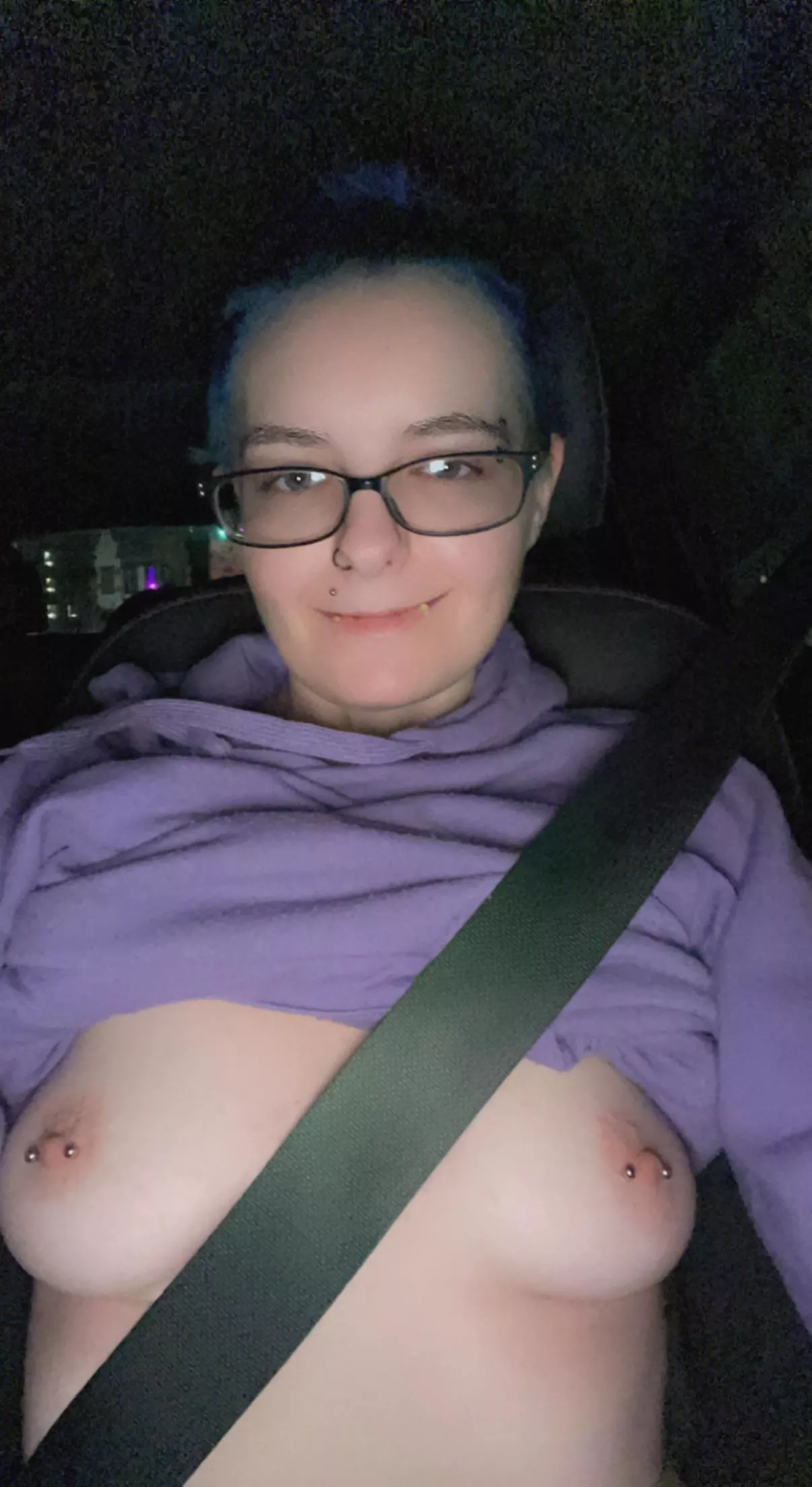 Late night blunt and flash tits ride
