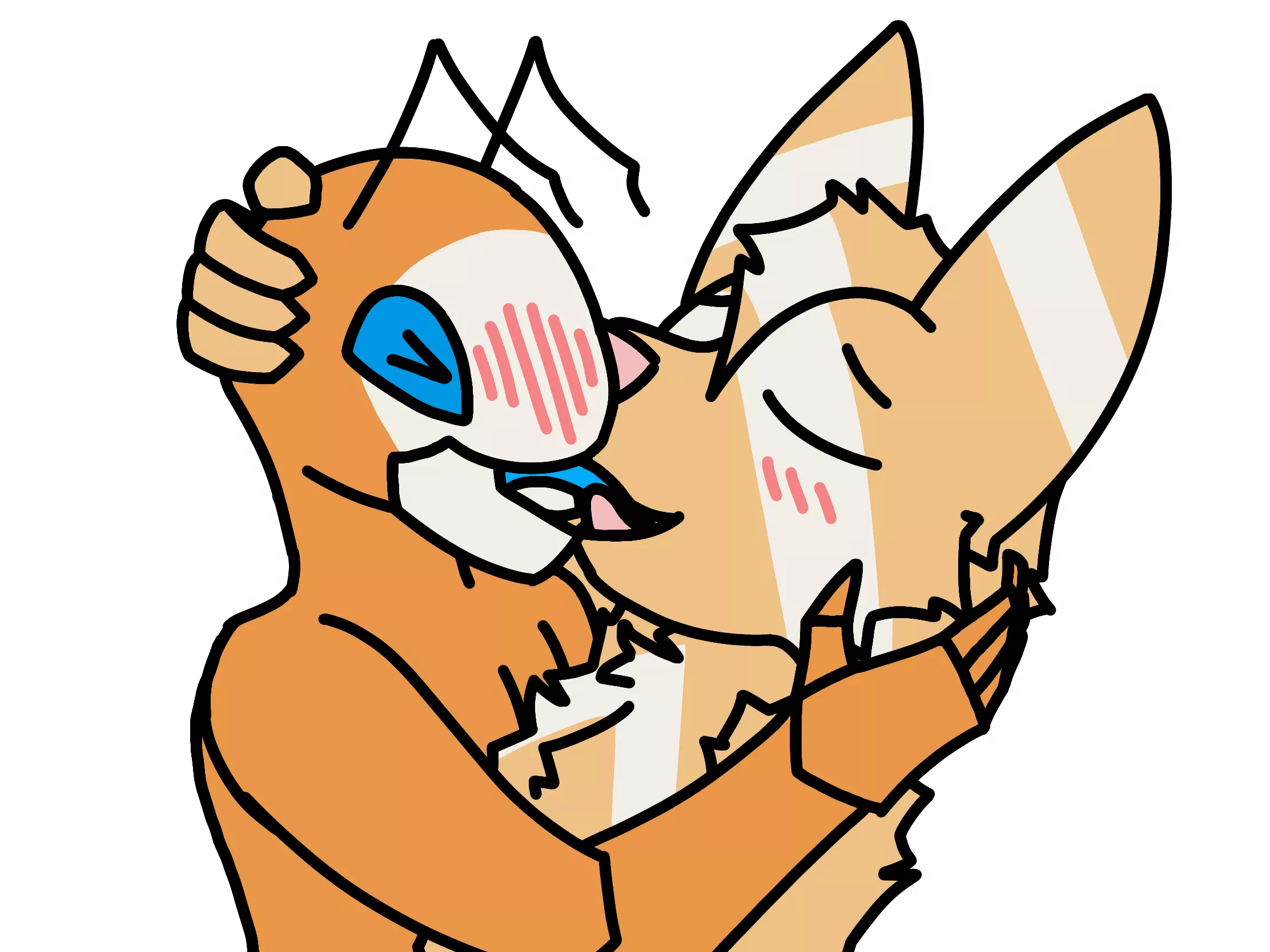 Men kissing men smooching men snogging men frenching (idk just some ant and fennec fox having a healthy gay moment)