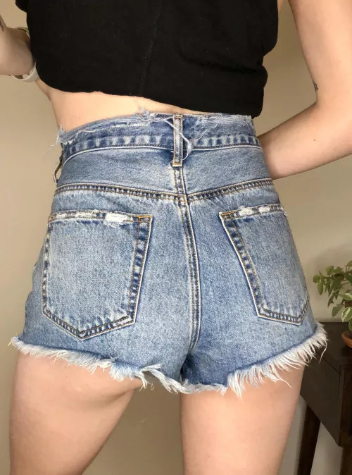 My distressed jean shorts from the back