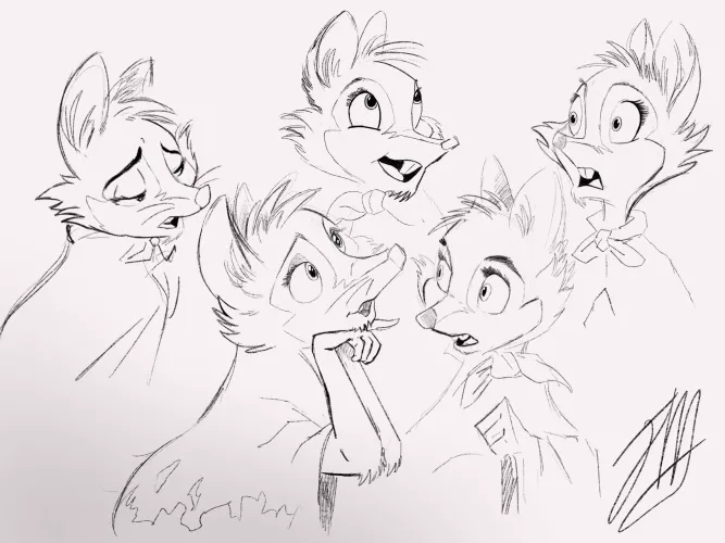 Some practice sketches of Mrs Brisby