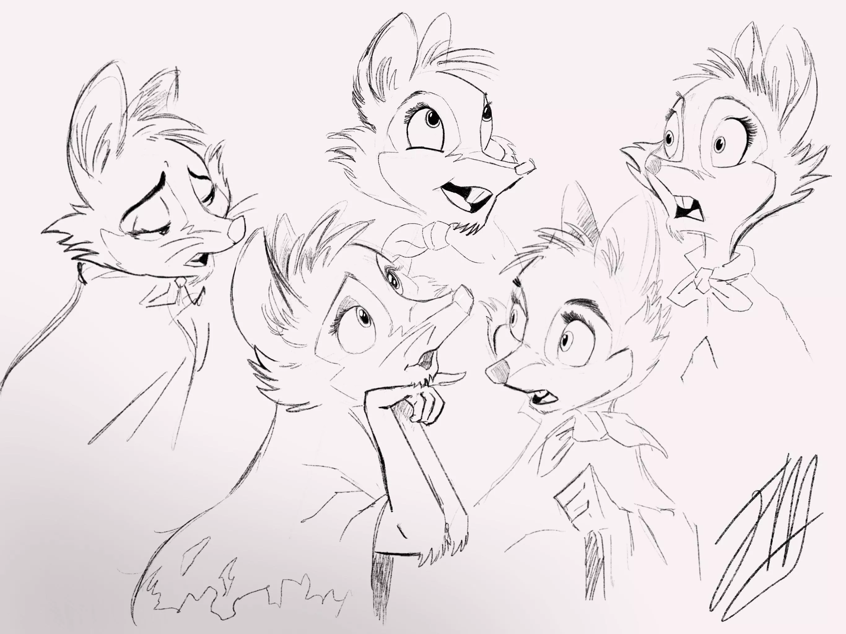 Some practice sketches of Mrs Brisby