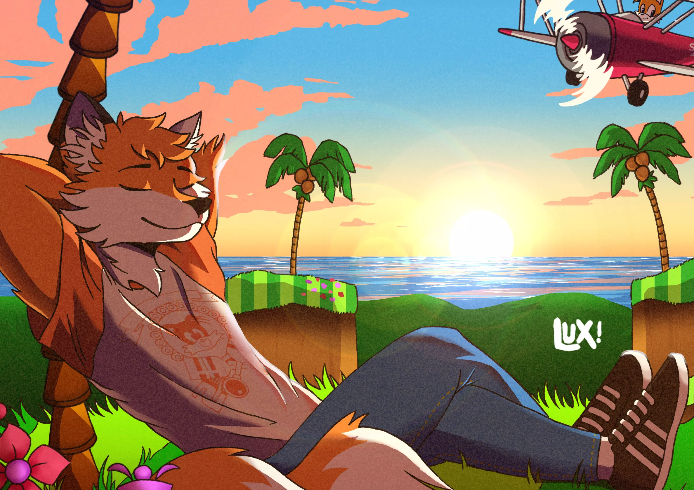 Sunset in Emerald Hills (commission done for u/Two_Tailed_Fox2002 by me!)