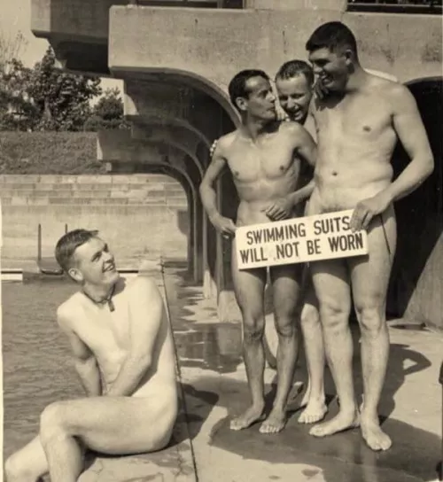 The swimming is nude” …
