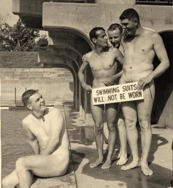 The swimming is nude” …