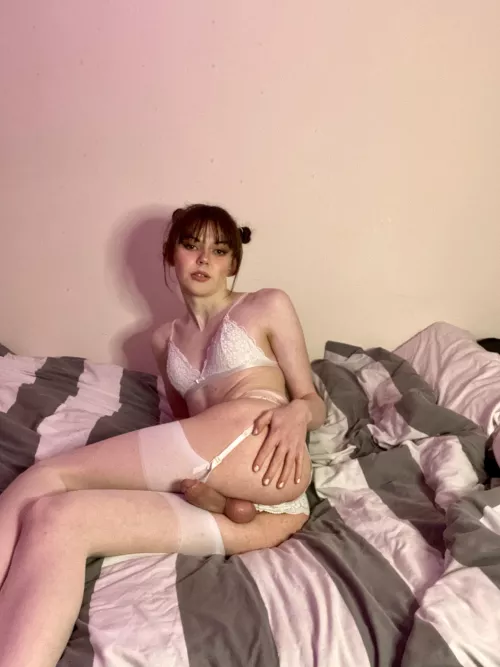 do I look pretty in white lingerie baby?