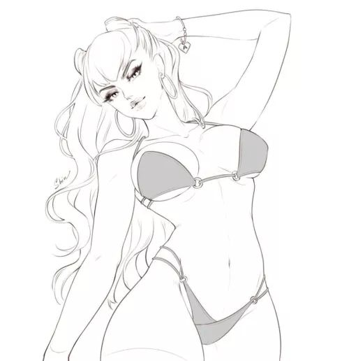 Evelynn in a bikini (Art by shin)