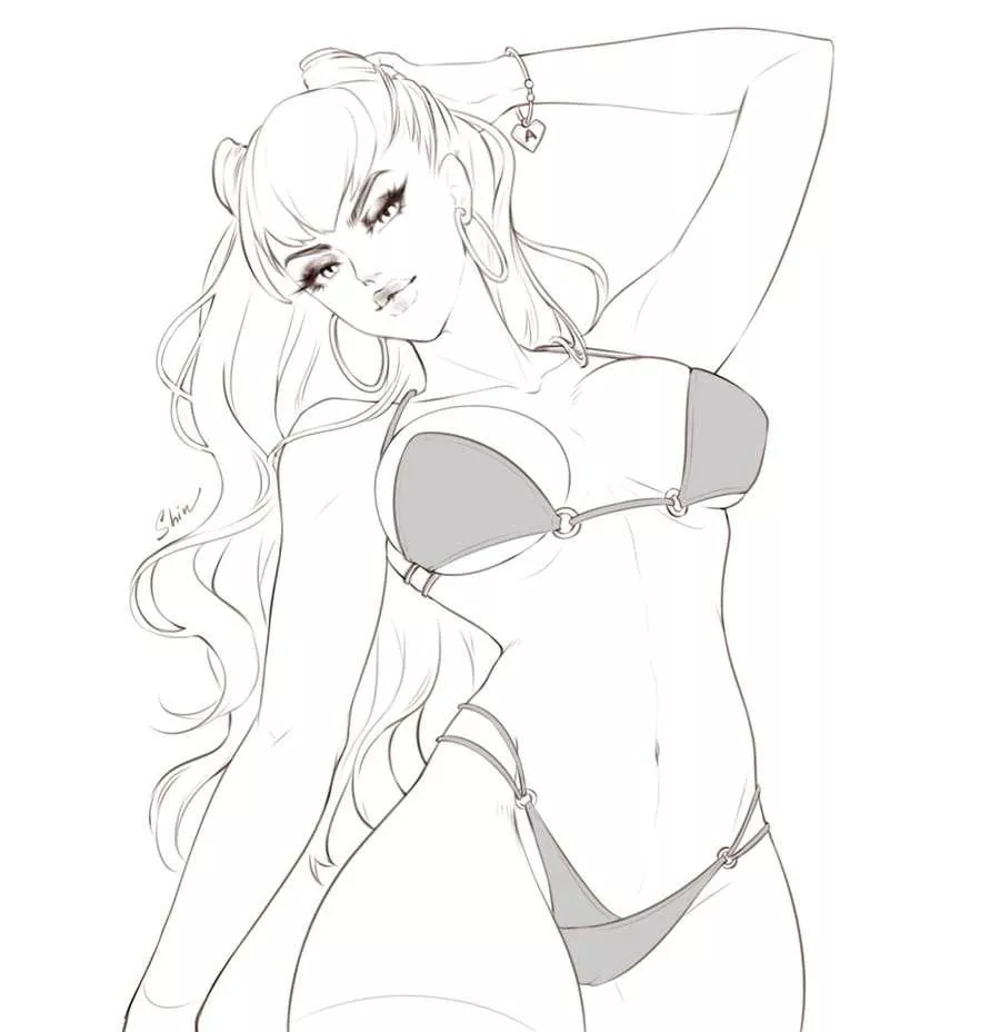 Evelynn in a bikini (Art by shin)