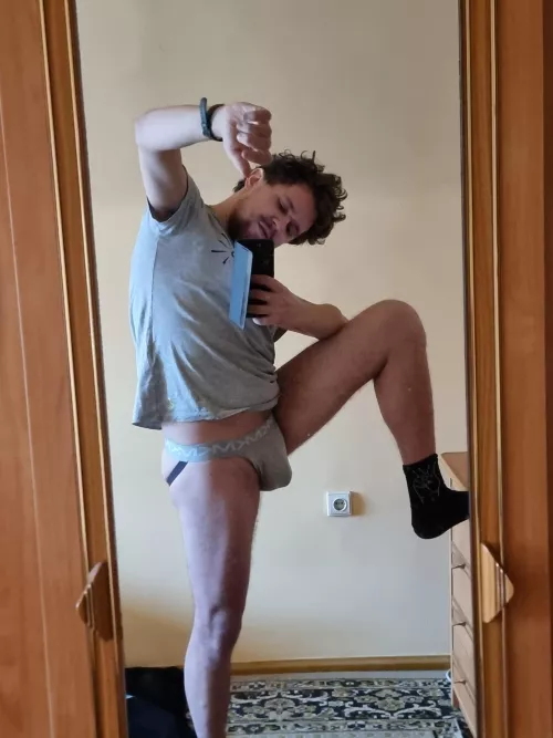 Felt cute, tried to aim my bulge at the power socket for this pic