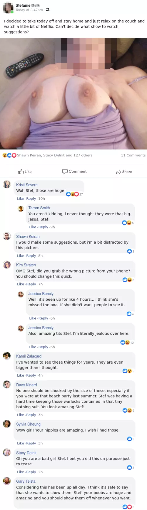 I may have posted my boobs on FB all day.