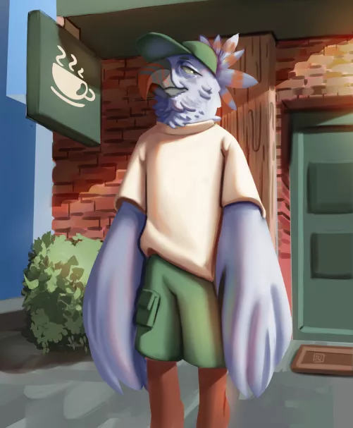 Just finished this drawing of my fursona (art by me)