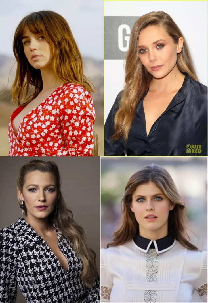 Let's chat about which of these celebs you like best! Ana De Armas, Elizabeth Olsen, Blake Lively, Alexandra Daddario
