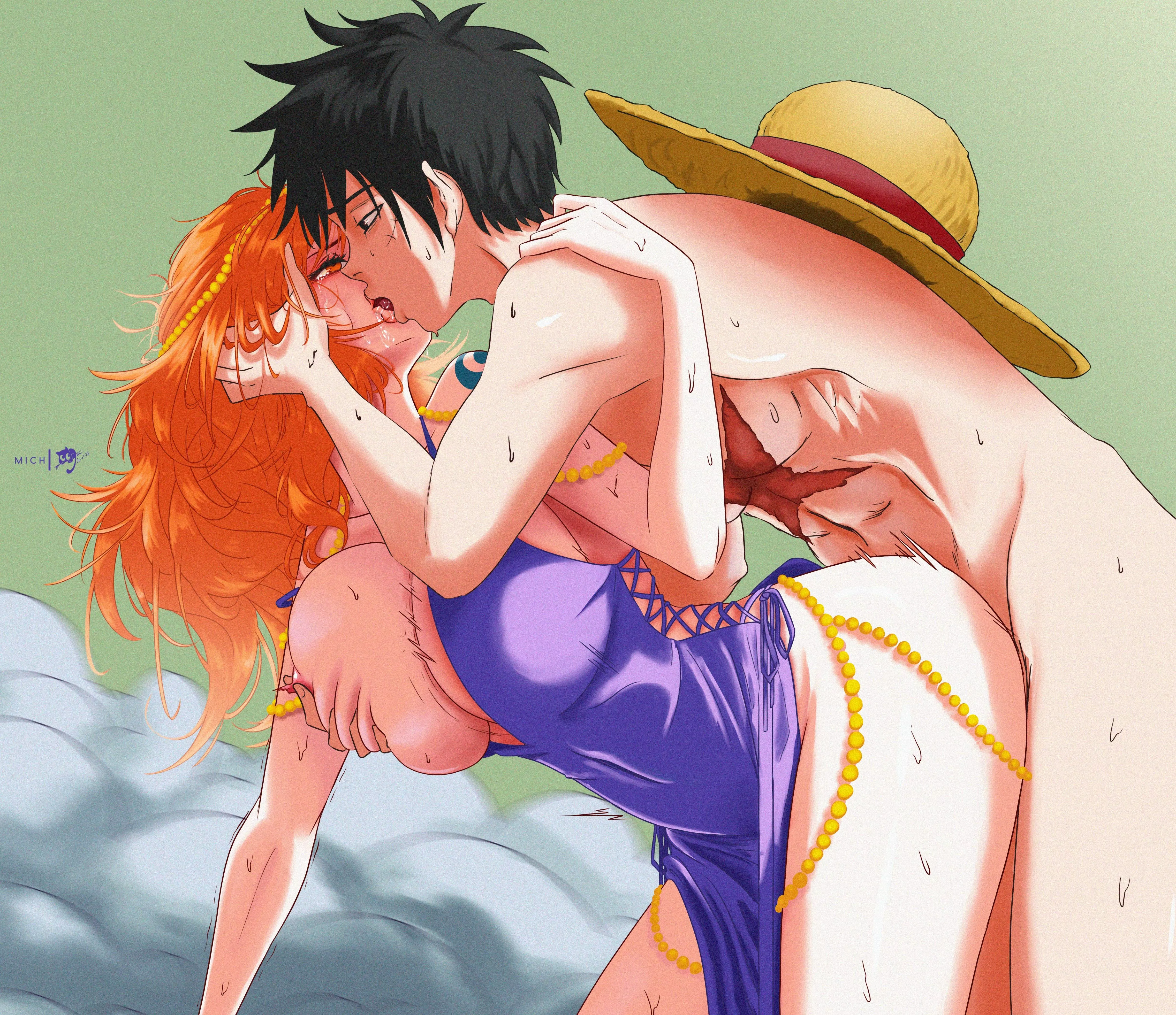 Luffy and Nami's reunion in Zou