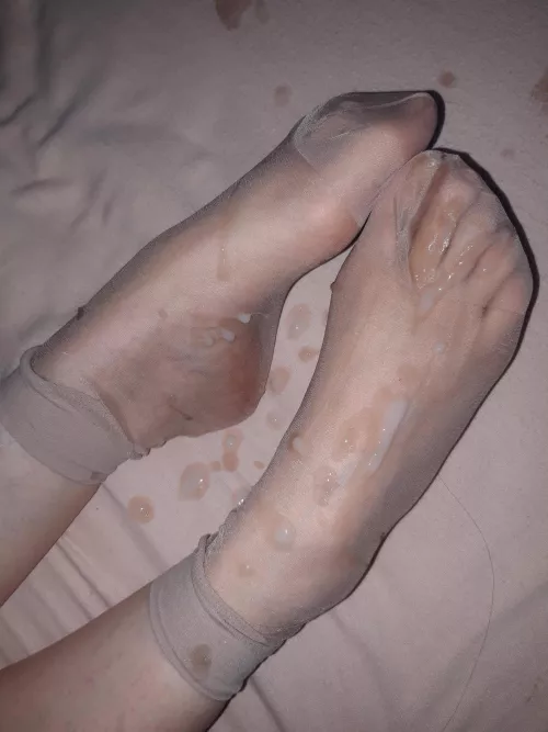 My slightly coverd feet - I feel like a cum dump