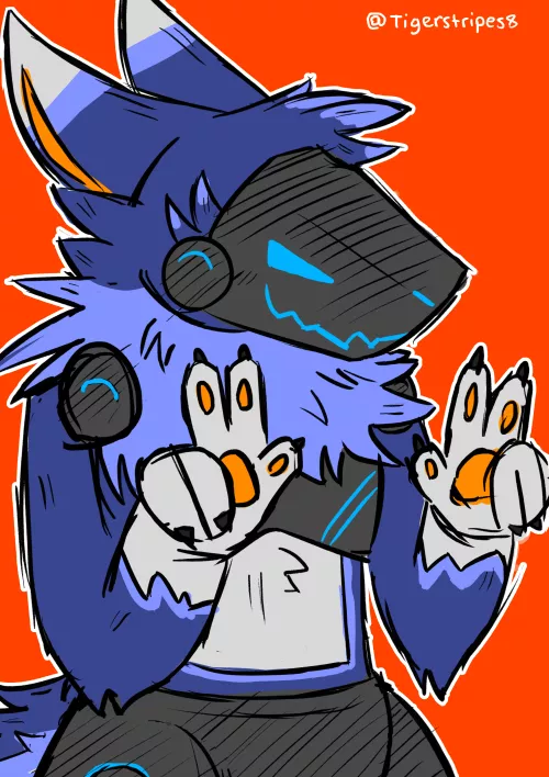 Protogen dude! (My first time drawing one lol, would love some tips!!)