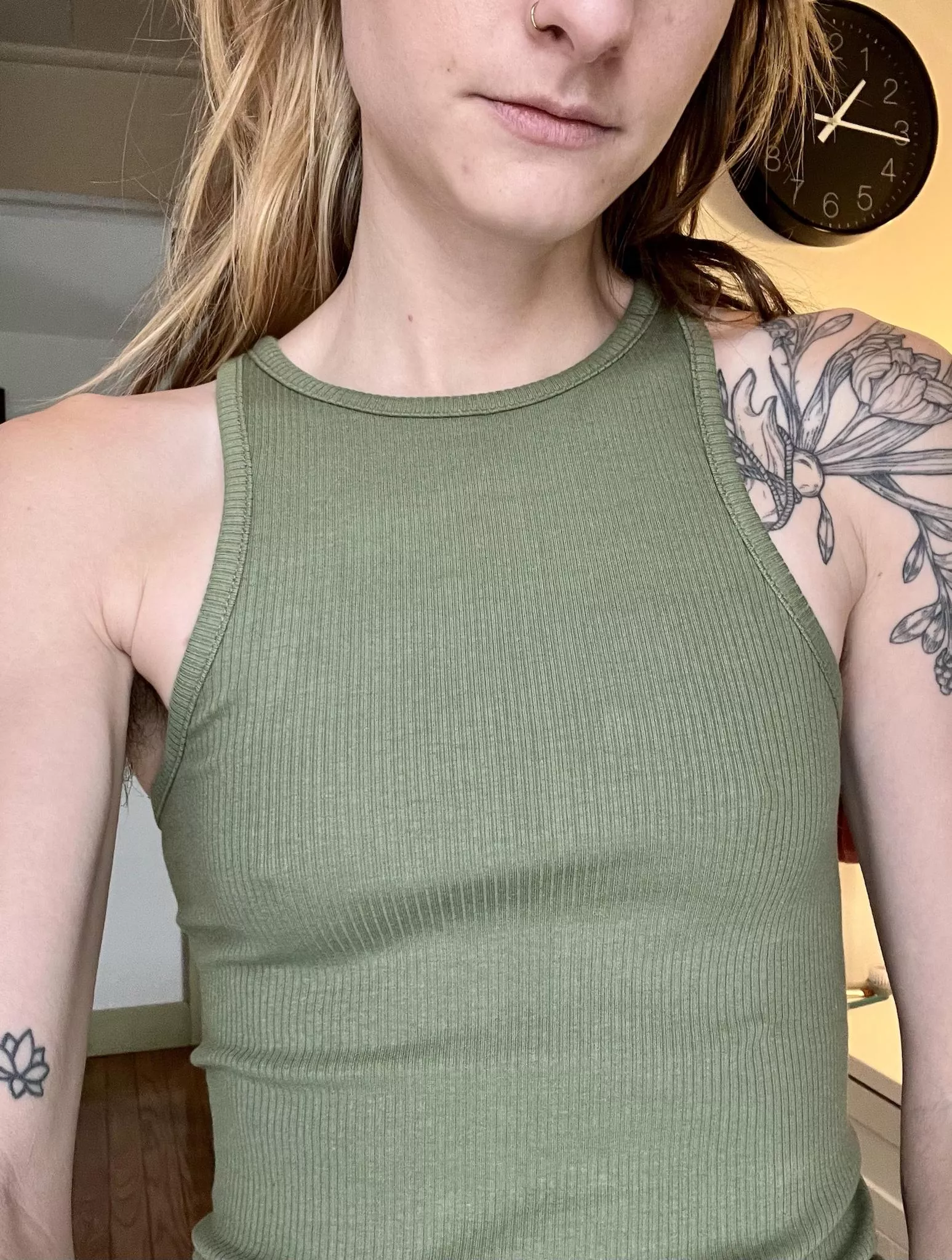 Tight tank tops w no bra are my fav