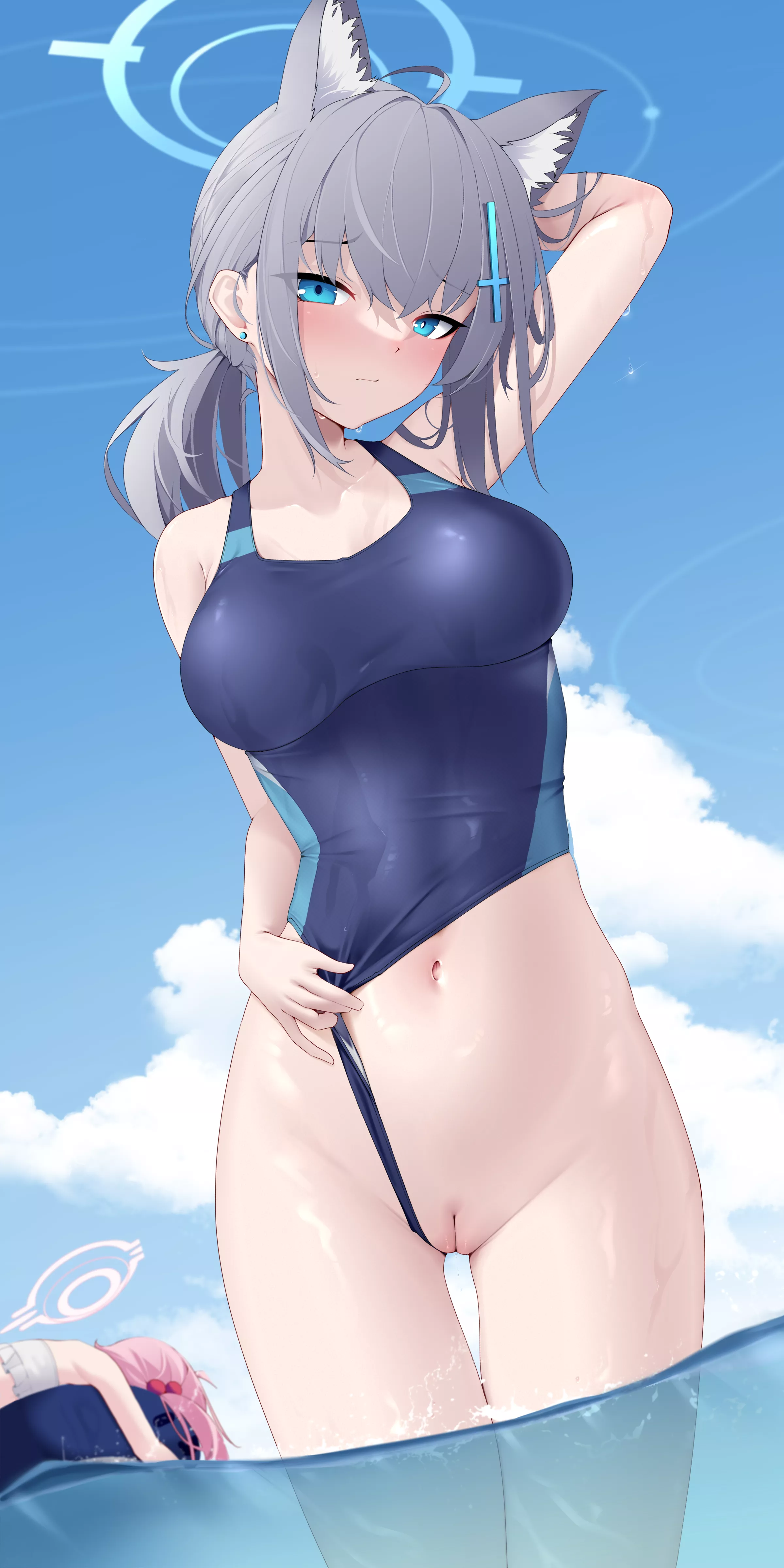 A peek under the swimsuit