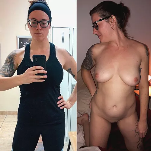 Marie-Eve getting ready for both her workouts