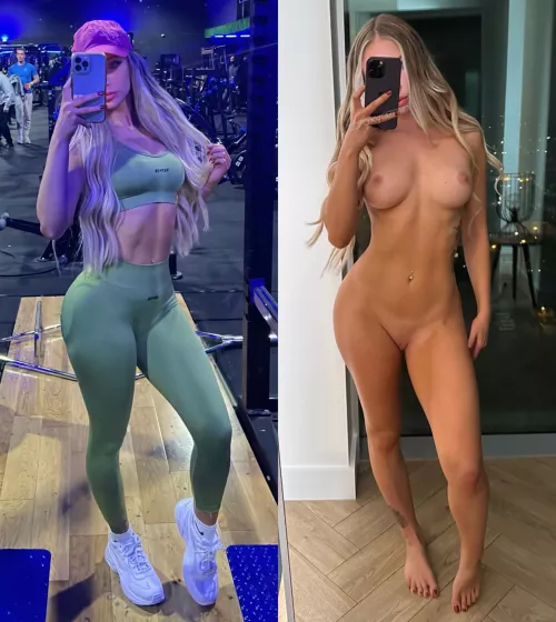Me at the gym vs. Me in my birthday suit 😅