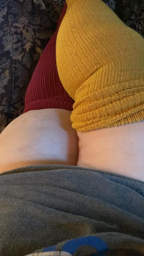 Mismatched thigh highs in the winter months
