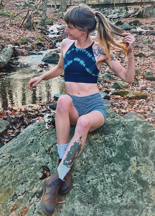 My hair is always in a ponytail when we’re hiking