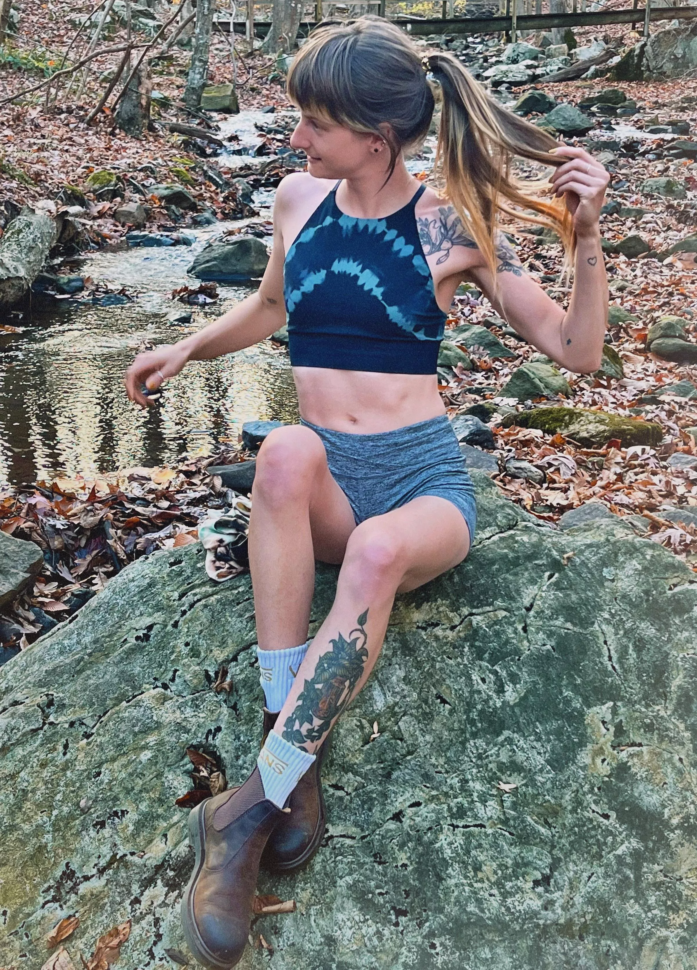 My hair is always in a ponytail when we’re hiking