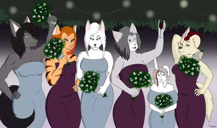 [OC] A year ago, I decked out a few characters of mine as bridesmaids for an IRL friend's wedding💍